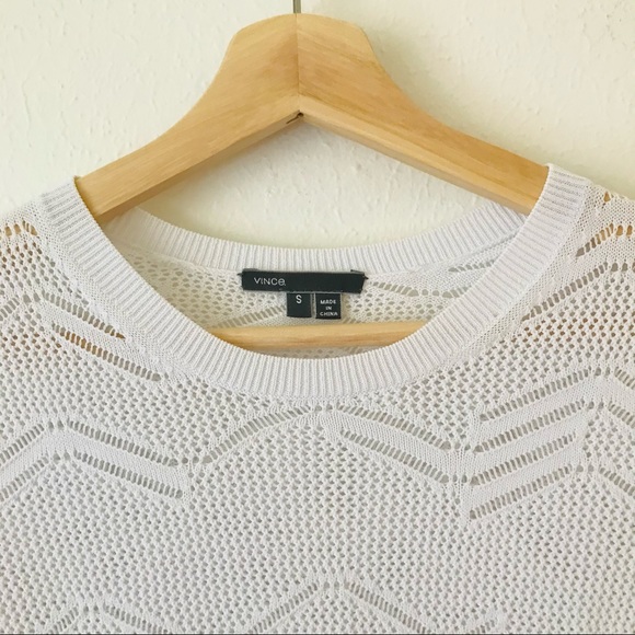 Vince Open Weave Knit Crewneck White Sweater S - Picture 4 of 13